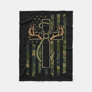 Cobertor De Velo Fé Pesca Caça Camuflagem Bandeira EUA Cruz Com Gan