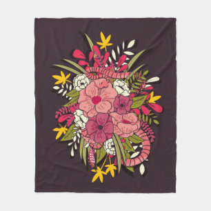 Cobertor De Velo Febre da vintagem vibrante puxada pela mão, flora