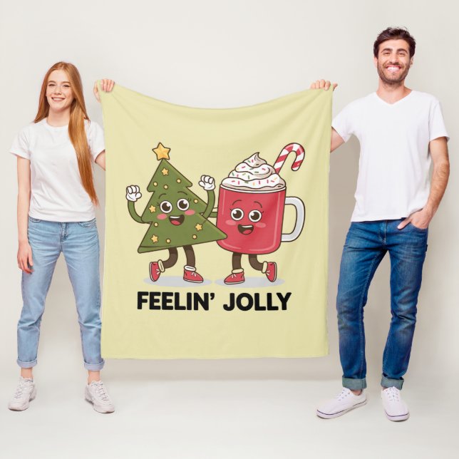 Cobertor De Velo Feelin Jolly Christmas Tree Coffee Lover Winter (In Situ)