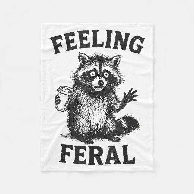 Cobertor De Velo Feeling Feral Raccoon Drink Coffee Funny Trash Pan (Frente)