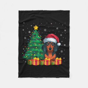 Cobertor De Velo Feia Dachshund Santa Hat Luzes De Natal Amor