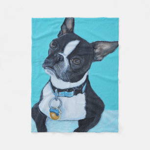 Cobertor De Velo Feijões com a pintura de Boston Terrier