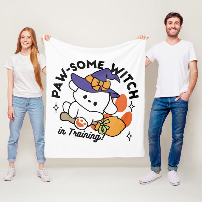 Cobertor De Velo Feiticeira de pata no treinamento - Cão de Hallowe (In Situ)