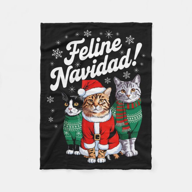 Cobertor De Velo Feline Navidad Funny Cat Christmas Holiday Xmas Sa (Frente)