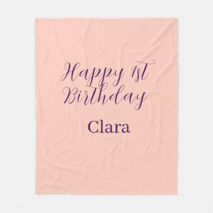 Cobertor De Velo Feliz 1º aniversário laranja roxo boho retrô nome