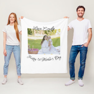 Cobertor De Velo feliz 1º dia das mães amor foto nome caligrafia