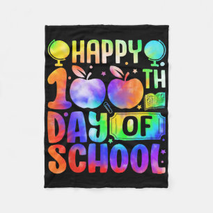 Cobertor De Velo Feliz 100º Dia Da Escola Tie Dye Rainbow Kids Wom