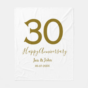 Cobertor De Velo Feliz 30 data de aniversário data ouro bold lete