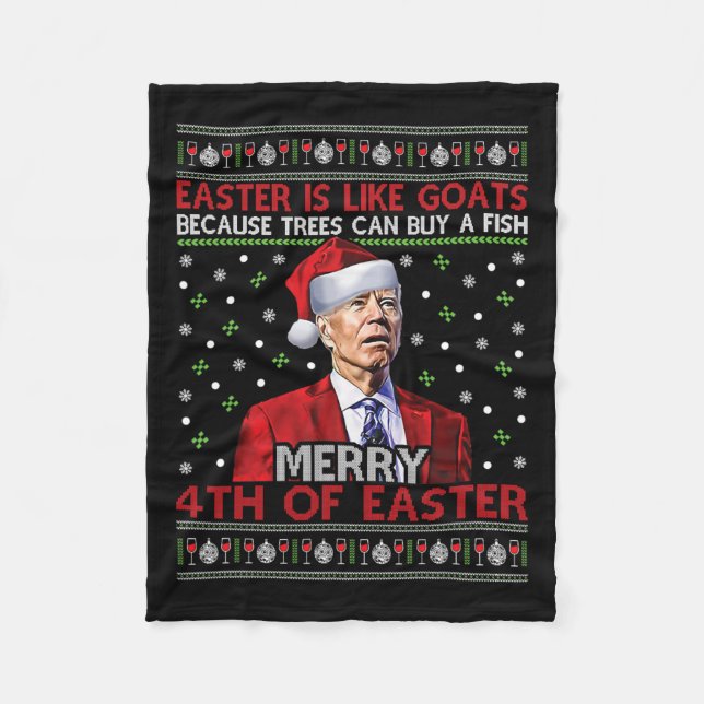 Cobertor De Velo Feliz 4 Da Páscoa Engraçado Joe Biden Ugly Xmas Gi (Frente)