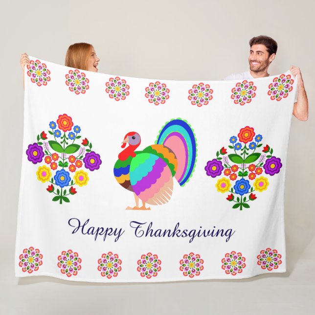 Cobertor De Velo Feliz Ação de Graças. Flores design poloneses. (In Situ)