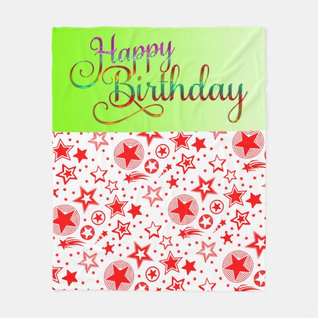 Cobertor De Velo FELIZ ANIVERSÁRIO - design de texto + suas própria (Frente)
