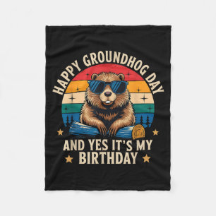 Cobertor De Velo Feliz Aniversário do Dia da Marmota Funny Retro Pô