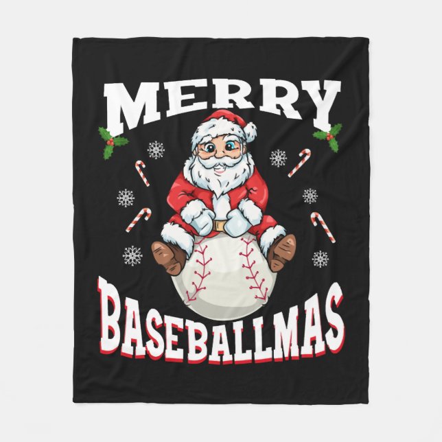 Cobertor De Velo Feliz Baseballmas Engraçado Papais noeis de Baseba (Frente)