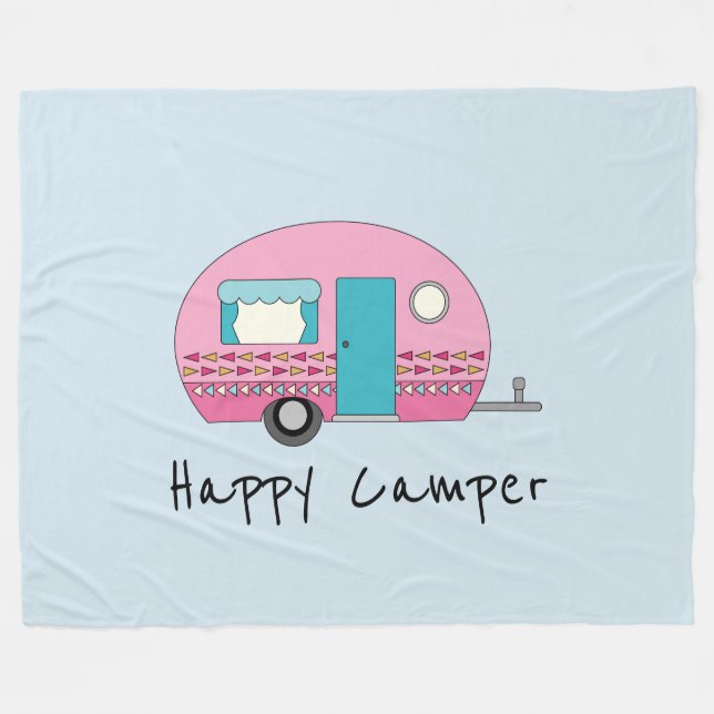 Cobertor De Velo Feliz Camper Rosa RV (Frente (Horizontal))