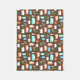 Cobertor De Velo Feliz Camper RV Campanha Fleece Blanket - Brown