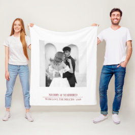 Cobertor De Velo Feliz & Casado - Natal Personalizado para Recém-Ca