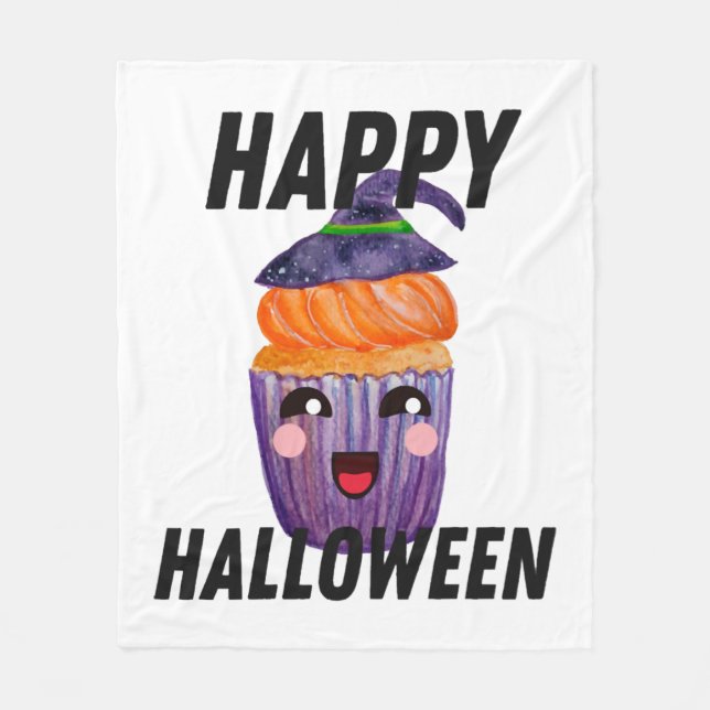 Cobertor De Velo Feliz Cupcake de Figuras de Halloween (Frente)