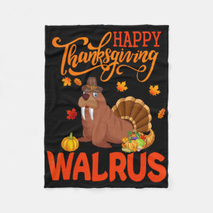 Cobertor De Velo Feliz Dia de Ação de Graças Walrus Costume Turquia