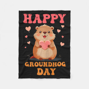 Cobertor De Velo Feliz Dia do Groundhog Arte Groovy Vintage Fofo Cr