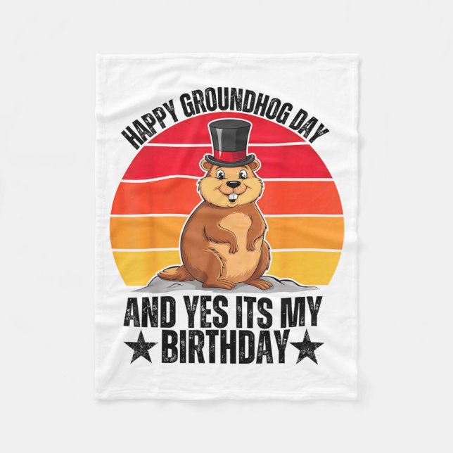 Cobertor De Velo Feliz Dia do Groundhog E Sim É Meu Aniversário Eng (Frente)