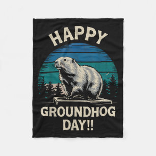 Cobertor De Velo Feliz Dia do Groundhog Fantasia de Ground Hog Anim