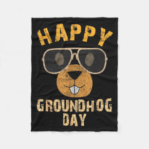 Cobertor De Velo Feliz Dia do Groundhog Funny Ground Hog Solteiros