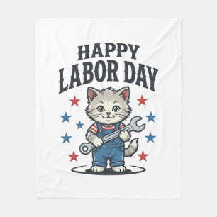 Cobertor De Velo Feliz Dia do Trabalhador Gato Patriota Desenho Vin