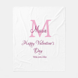 Cobertor De Velo Feliz dia dos namorados monograma rosa nome amor m