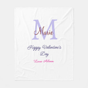 Cobertor De Velo Feliz dia dos namorados monograma rosa pastel roxo