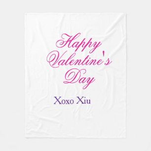 Cobertor De Velo Feliz dia dos namorados rosa roxo xoxo amor nome c