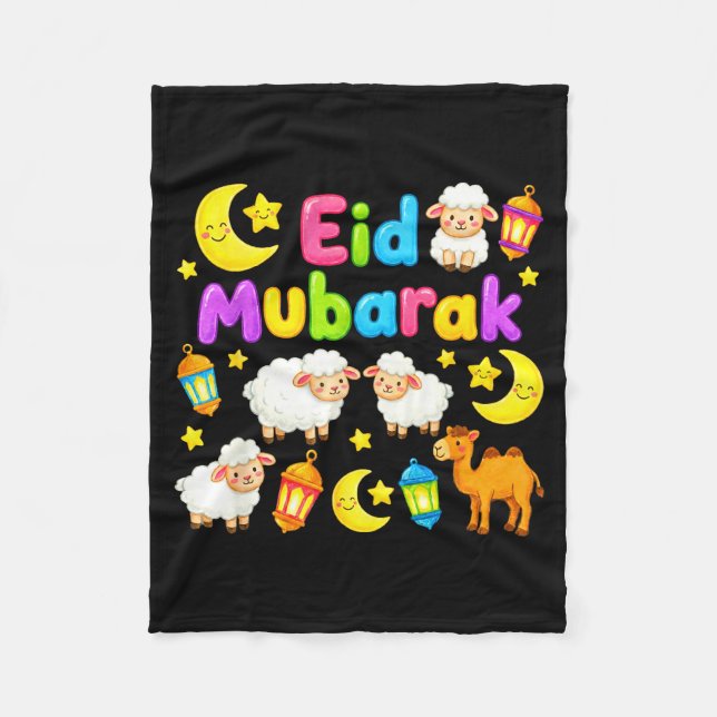 Cobertor De Velo Feliz eid mubarak para crianças muçulmanas eid al  (Frente)