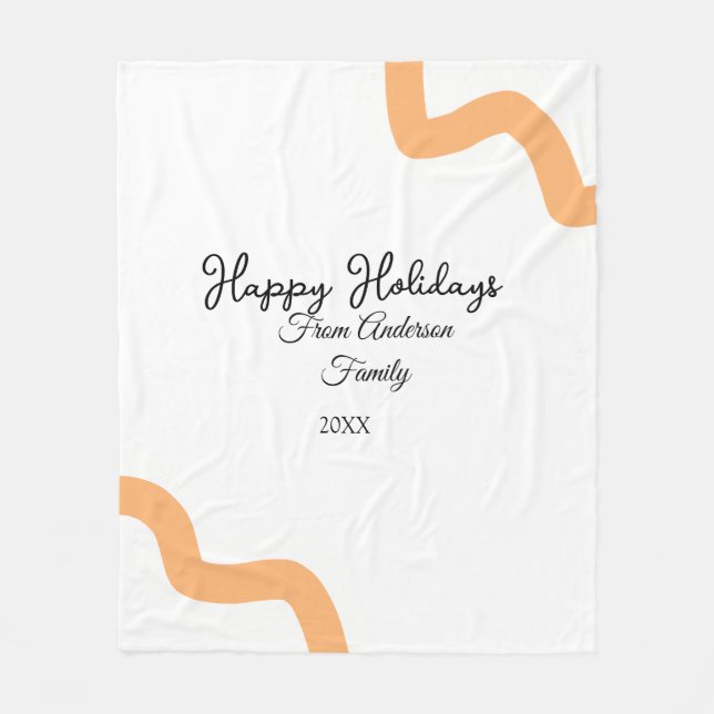 Cobertor De Velo Feliz feriado nome laranja negro data ano espiral (Frente)