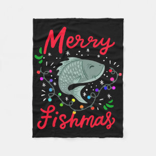 Cobertor De Velo Feliz Fishmas Árvore de Natal Engraçada Luzes Peix
