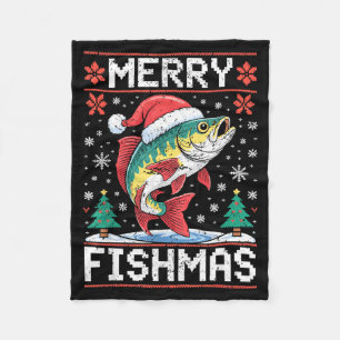 Cobertor De Velo Feliz Fishmas Suéter Feio de Natal Amante de Pesca