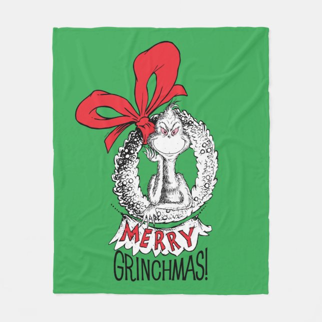 Cobertor De Velo Feliz Grinchmas Wreath (Frente)