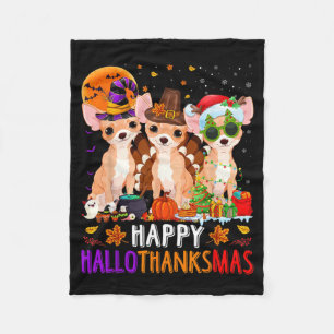 Cobertor De Velo Feliz Hallothanksmas Cachorro Chihuahua Halloween