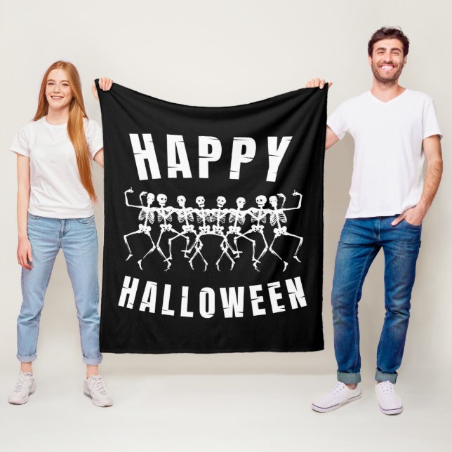 COBERTOR DE VELO FELIZ HALLOWEEN ESQUELETOS DANÇANTES (In Situ)