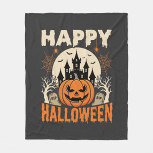 Cobertor De Velo Feliz Halloween Jack O Lantern Castelo Assombrado