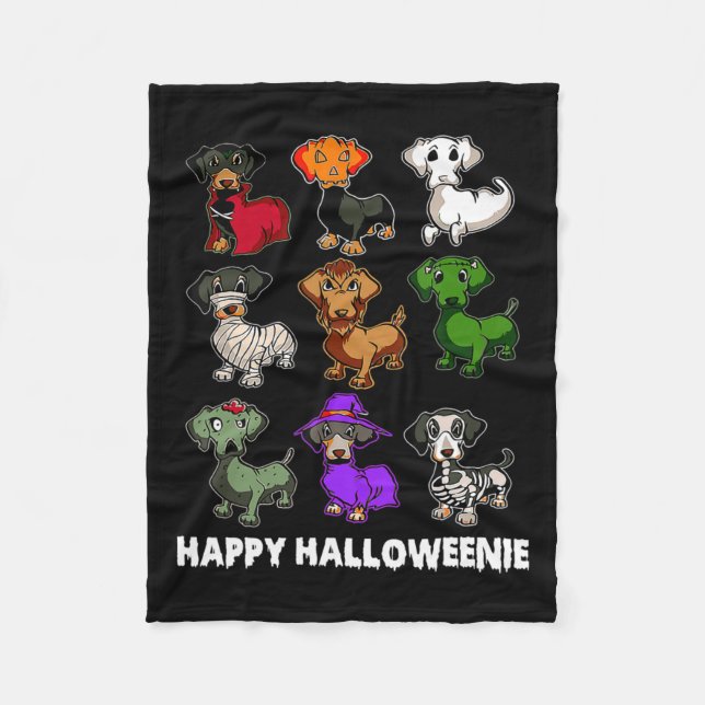 Cobertor De Velo Feliz Halloweenie Dachshund Dachshund Halloween Gi (Frente)