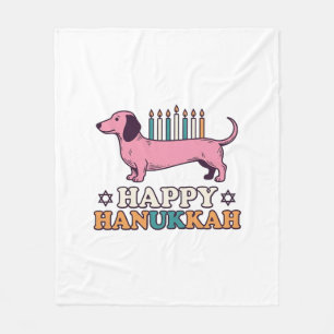 Cobertor De Velo Feliz Hanukkah Dachshund Menorá Camisa de Cachorro