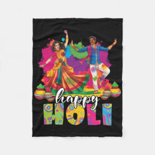 Cobertor De Velo Feliz Holi Indian Dancing Primavera Holi Festival