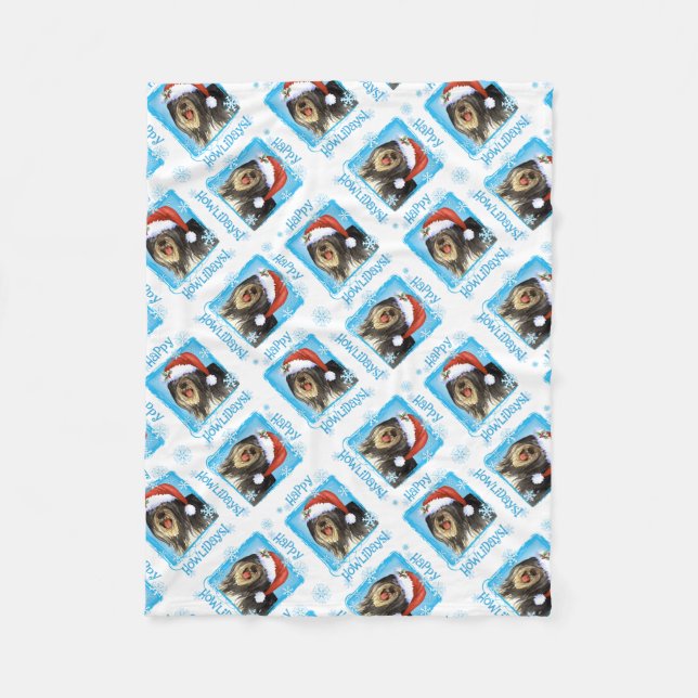 Cobertor De Velo Feliz Howlidays Polonês Lowland Sheepdog (Frente)