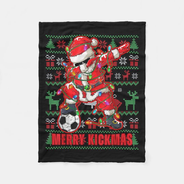 Cobertor De Velo Feliz Kickmas Natal Futebol Ball Ugly Youth Swe (Frente)