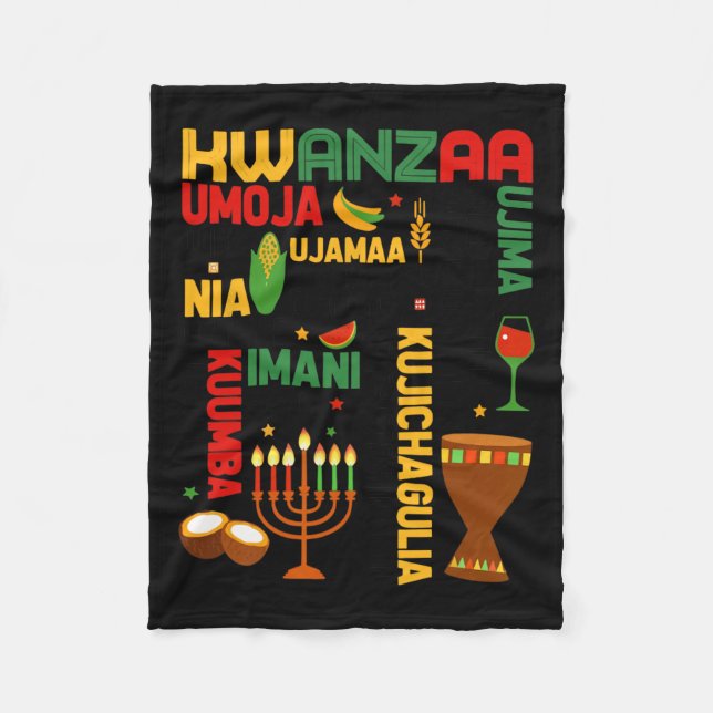 Cobertor De Velo Feliz Kwanzaa Sete Princípios Homens Meninos Engra (Frente)