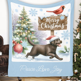 Cobertor De Velo Feliz Labrador Retriever Cachorro Feliz Natal