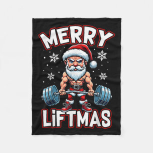 Cobertor De Velo Feliz Liftmas Engraçado Papai Noel Treino Academia