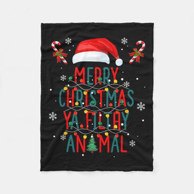 Cobertor De Velo Feliz Natal Animal Sujo Ya Xmas Family Pajam (Frente)
