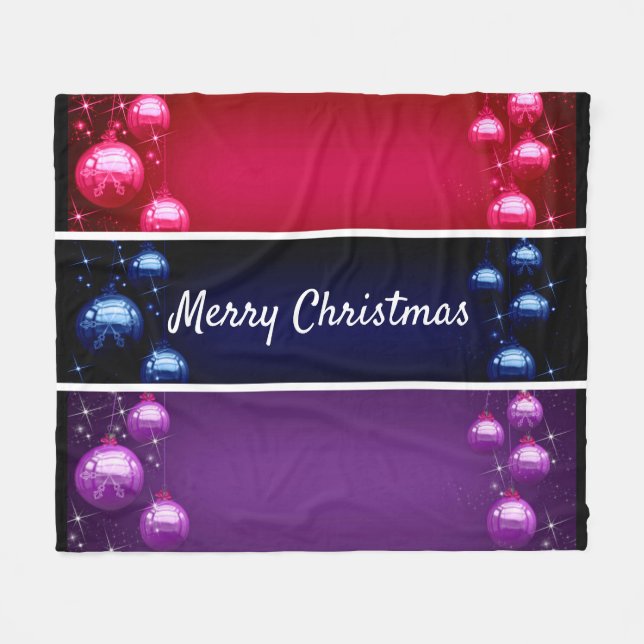 Cobertor De Velo Feliz Natal Bolas Fleece Blanket (Frente (Horizontal))