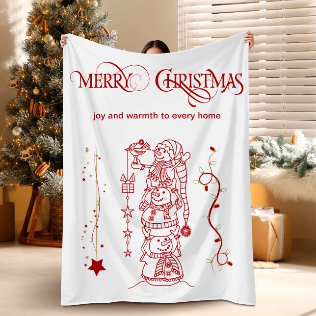 Cobertor De Velo Feliz Natal Boneco de Neve Feriado  (Merry Christmas Snowman Holiday Fleece Blanket)