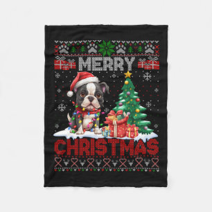 Cobertor De Velo Feliz Natal Boston Terrier Dog Amava Xma
